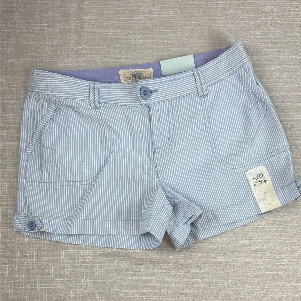 SO Light Blue White Striped Shorts NWT Size 3